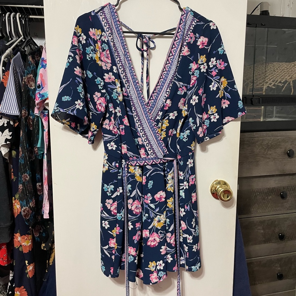 Blue floral romper (extra large)